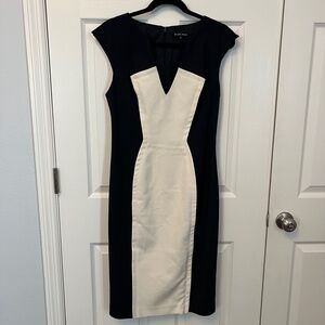 Black Halo Women's Black/White Office Holiday Evening Event Sheath Dress 10